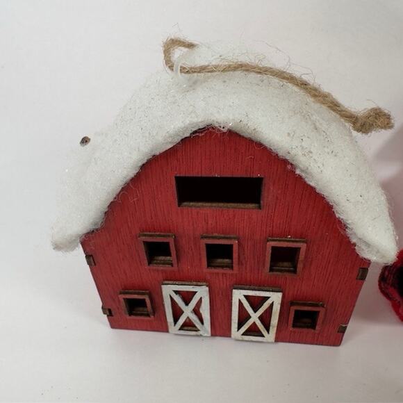 Christmas Plaid Ornaments Lot/Bundle Barns-Reindeer-Trees-Wreath-Holiday - Picture 5 of 16